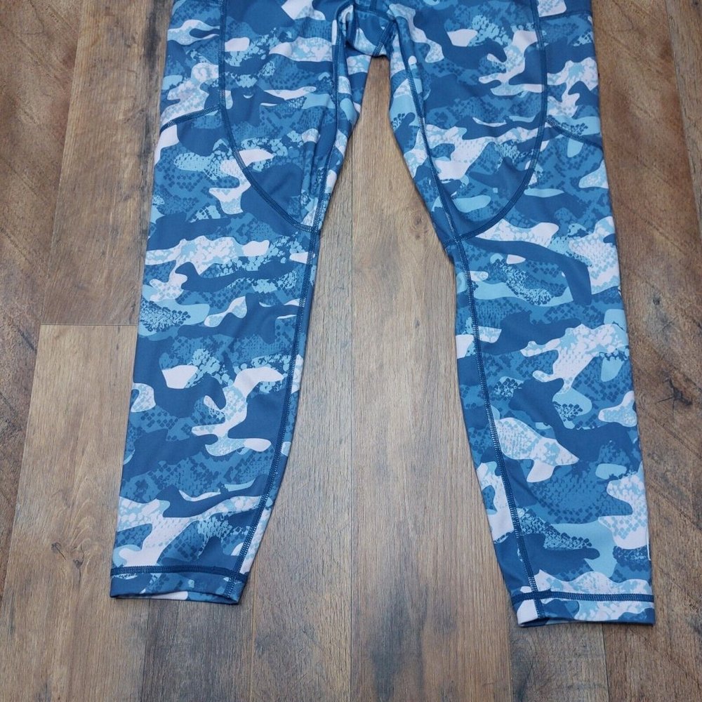 Reebok Precision Womens Large Ankle Leggings Slate Blue Pink Camo - Picture 7 of 16